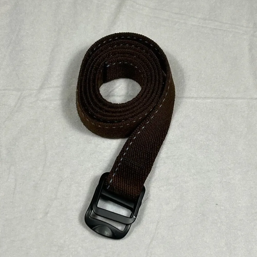 L.L. Bean Men’s Large OHAY7 Webbed Cloth Belt Brown Adjustable Metal Buckle